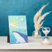 クジラ、シーグルス&サマー海イラストレーション フォトプラーク (側面)