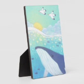 クジラ、シーグルス&サマー海イラストレーション フォトプラーク (側面)