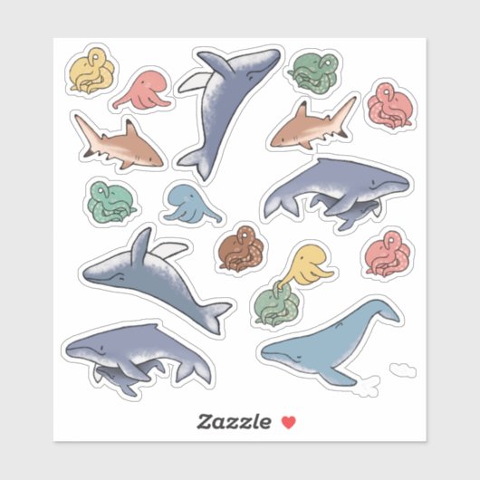 クジラ タコ サメ シール (シート)