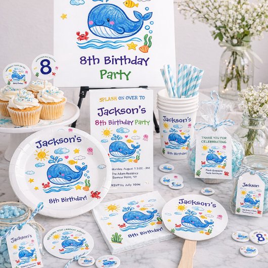 クジラ テーマ 夏 子供 誕生日 返品ラベル ラベル