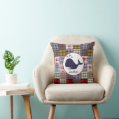 クジラ + マドラスの格子縞の枕 クッション (椅子)