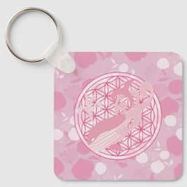 クジラ，動物トーテム，禅，チャクラ，生命の花 キーホルダー