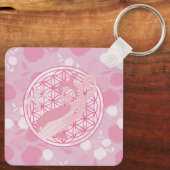 クジラ,動物トーテム,禅,チャクラ,生命の花 キーホルダー (裏面)