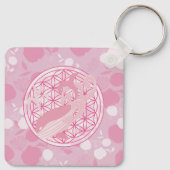 クジラ,動物トーテム,禅,チャクラ,生命の花 キーホルダー (裏面)