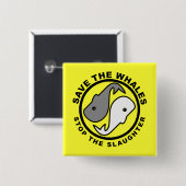 クジラ-動物権--を救って下さい 缶バッジ (正面&裏面)