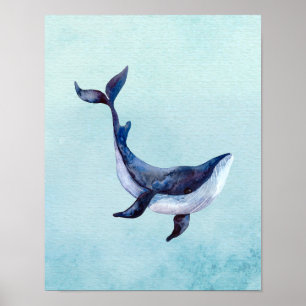 クジラ, 海の下, 海の赤ちゃん部屋の壁アート ポスター