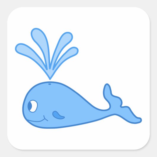 クジラ、青。 スクエアシール (正面)