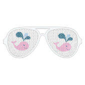 クジラ.魚。かわいいピンクのクジライラストレーション アビエーターサングラス (正面)