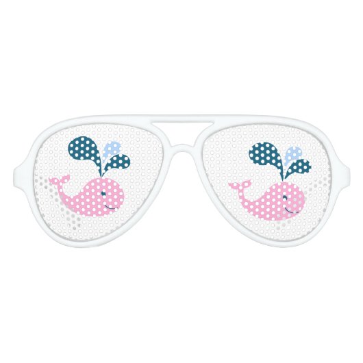 クジラ.魚。かわいいピンクのクジライラストレーション アビエーターサングラス (正面)