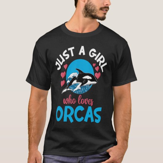 クジラOrcas Orca海を愛する女の子 Tシャツ (正面)