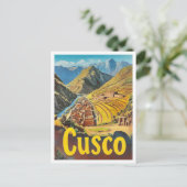 クスコペルーアートヴィンテージトラベルイラストレーション ポストカード (スタンド正面)