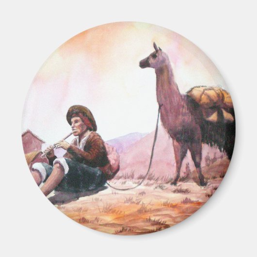 クスコペルーラマ写真 マグネット (正面)