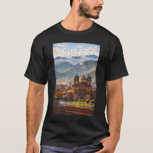 クスコ ペルー イラスト トラベル アート ヴィンテージ Tシャツ