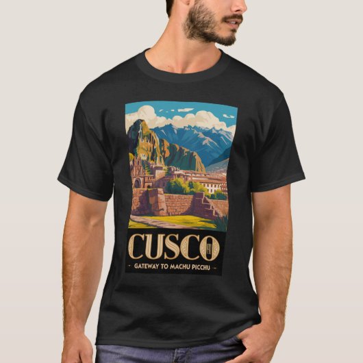 クスコ ペルー イラスト 旅行 アート ヴィンテージ Tシャツ (正面)
