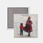 クスコ，ペルー，母と子供 マグネット (正面/裏面)