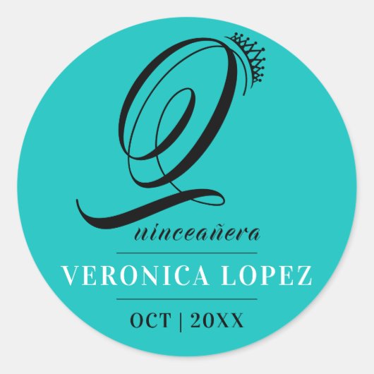 クスタイリッシュルシックティアラターコイズ15thキンセアニラ ラウンドシール (正面)