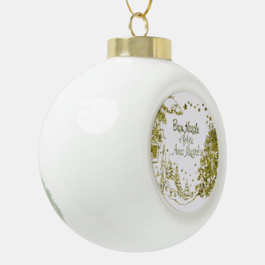 クスペインのリスマス、木の金ゴールド セラミックボールオーナメント (左)