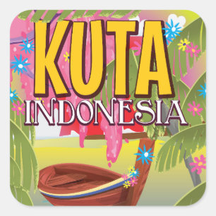クタ・インドネシア旅行ポスター スクエアシール