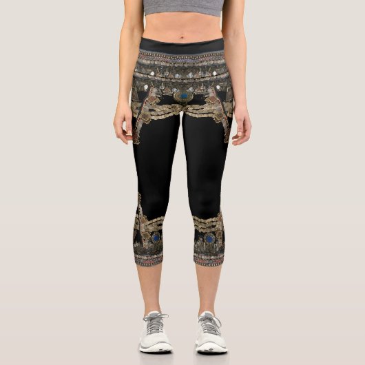 クチの部族模様 カプリレギンス (正面)