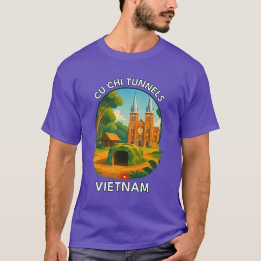 クチトンネル ホーチミンシティ地域 ベトナム アジアを代表するランドマーク Tシャツ (正面)