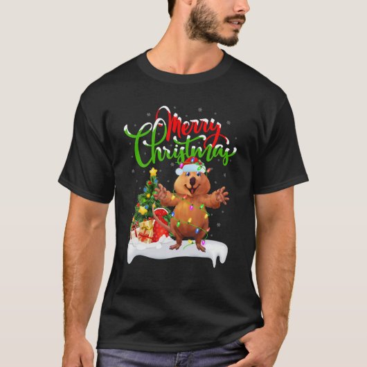 クッおもしろいカ動物愛好家クリスマス照明クッカチャール Tシャツ (正面)