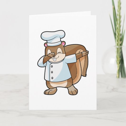 クッキングエプロンを着た料理人としての squirrel カード (正面)