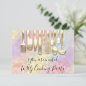クッキングパーティーシェフゴールデンキッチンホログラフィック 招待状 (スタンド正面)