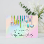 クッキングパーティーシェフレストランキッチンホログラフ 招待状 (スタンド正面)