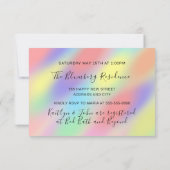 クッキングパーティー シェフ キッチン ホログラフ パステルカラー 招待状 (裏面)