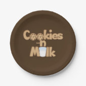 クッキーおよびミルクの単語の芸術によっては紙皿がパーティを楽しみます ペーパープレート (正面)