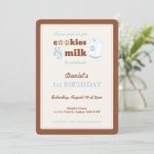クッキーおよびミルクの誕生日の招待状、ブラウン 招待状 (スタンド正面)