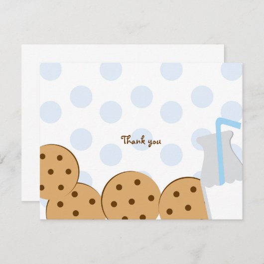 クッキーおよびミルクはメッセージカード感謝していしています サンキューカード (正面/裏面)