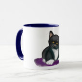 クッキーおよびミルクを持つタキシード猫 マグカップ (正面左)