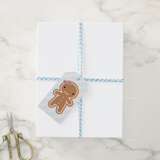 クッキーかわいいかわいいジンジャーブレッド娘； ギフトタグ (より糸付き)