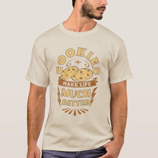 クッキーが人生をより良くする、面白いクッキー好き Tシャツ (正面)