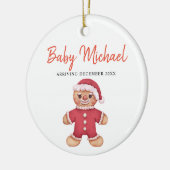 クッキーが届く赤ちゃん女の子の妊娠告知  セラミックオーナメント (左)