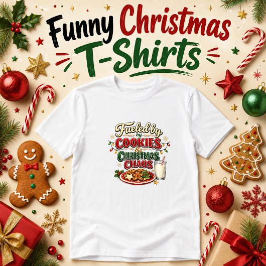 クッキーとクリスマスのカオスで活力みなぎる ユーモア Tシャツ