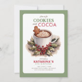 クッキーとココアのクリスマスの誕生日パーティー 招待状 (正面)