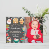 クッキーとココアのジンジャーブレッドキッズの誕生日写真 サンキューカード (スタンド正面)