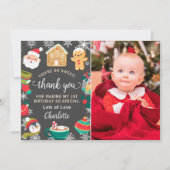 クッキーとココアの雪のクリスマス誕生日写真 サンキューカード (正面)