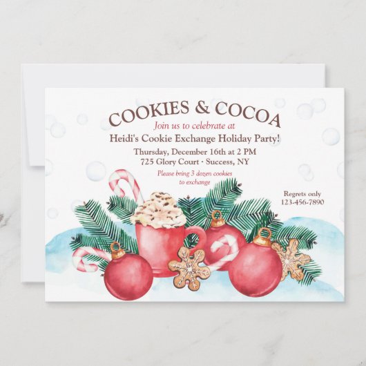 クッキーとココアクッキーの交換パーティの招待状 招待状 (正面)