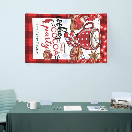 クッキーとココアクリスマスのパーティー パーソナライズされた 横断幕 (トレードショー)