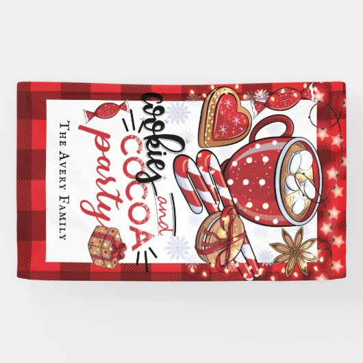 クッキーとココアクリスマスのパーティー パーソナライズされた 横断幕 (横)