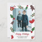 クッキーとココアクリスマスカスタムの休日かわいい 招待状 (正面)