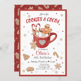 クッキーとココアクリスマス誕生日招待状 招待状