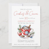 クッキーとココアシンプルクリスマスパーティーテンプレート 招待状 (正面)