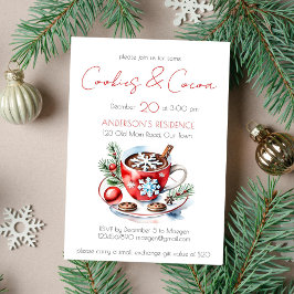 クッキーとココアシンプルクリスマスパーティーテンプレート 招待状