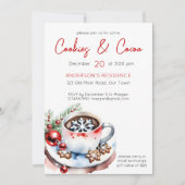 クッキーとココアシンプルクリスマスパーティーテンプレート 招待状 (正面)