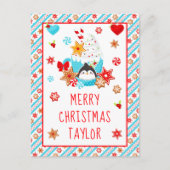 クッキーとココアブルーメリークリスマス シーズンポストカード (正面)