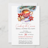クッキーとココア冬ブライダルシャワーティーパーティー 招待状 (正面)